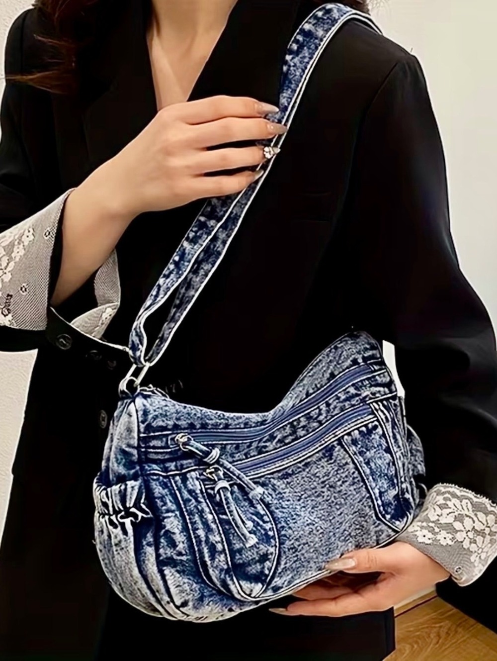 New -Cool & Stylish -Blue Wash Denim Shoulder Bag